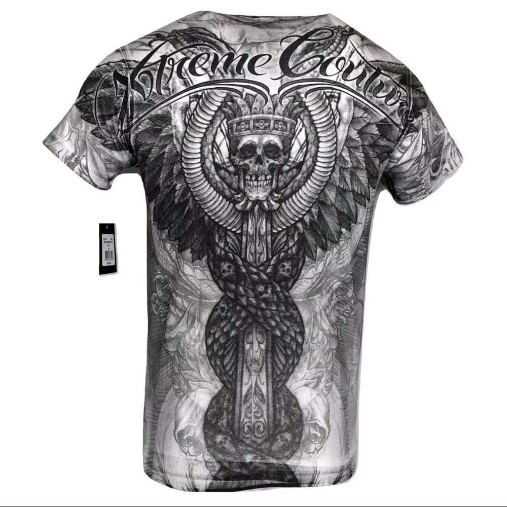 Xtreme Couture By Affliction Men T-Shirt GRAVE ROBBER Biker MMA - Picture 2 of 8